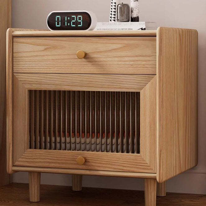 Minimalist Wood Rock Slab 2-Drawer Nightstand
