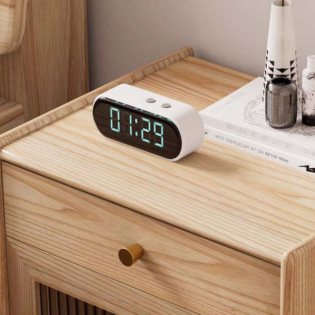 Minimalist Wood Rock Slab 2-Drawer Nightstand