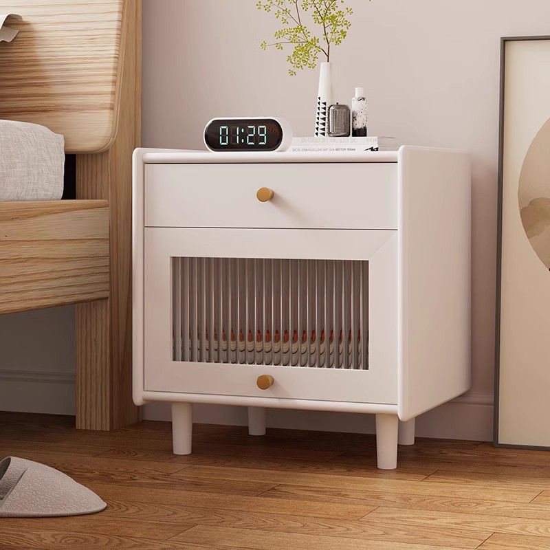 Minimalist Wood Rock Slab 2-Drawer Nightstand