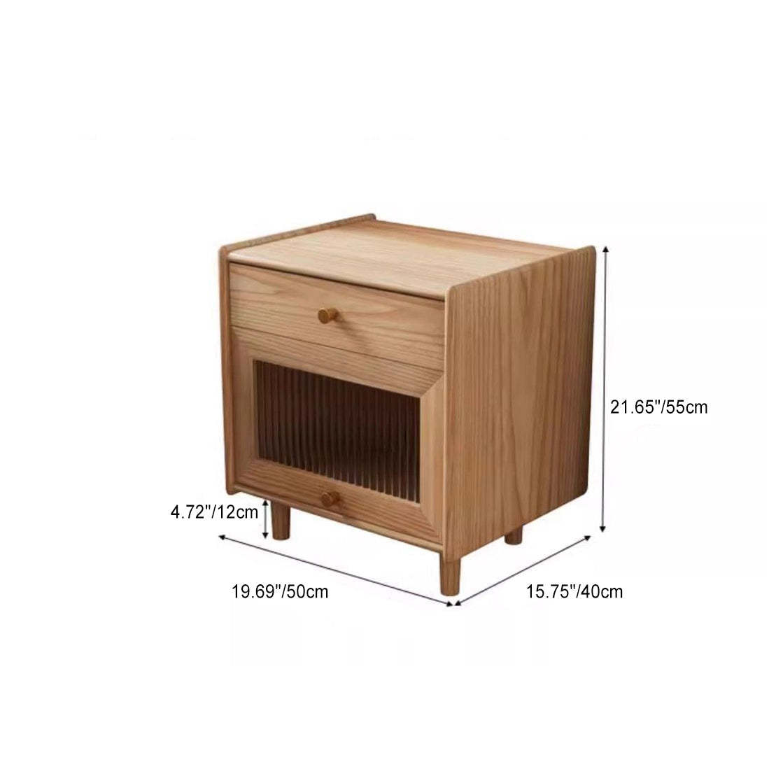Minimalist Wood Rock Slab 2-Drawer Nightstand — Walnut Color