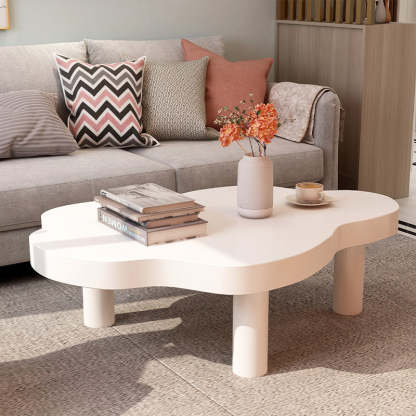 Scandinavian Cloud Cream Wood Coffee Table — White