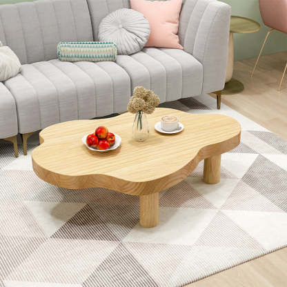 Scandinavian Cloud Cream Wood Coffee Table — Original Wood Color