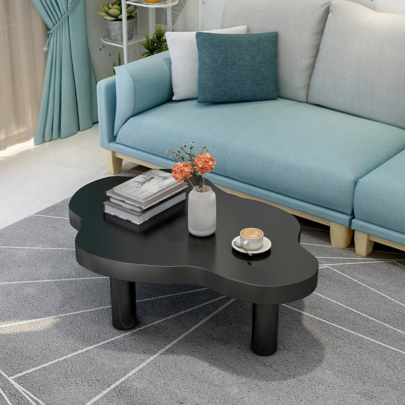 Scandinavian Cloud Cream Wood Coffee Table — Black
