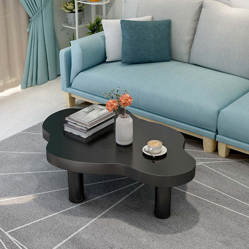 Scandinavian Cloud Cream Wood Coffee Table — Black