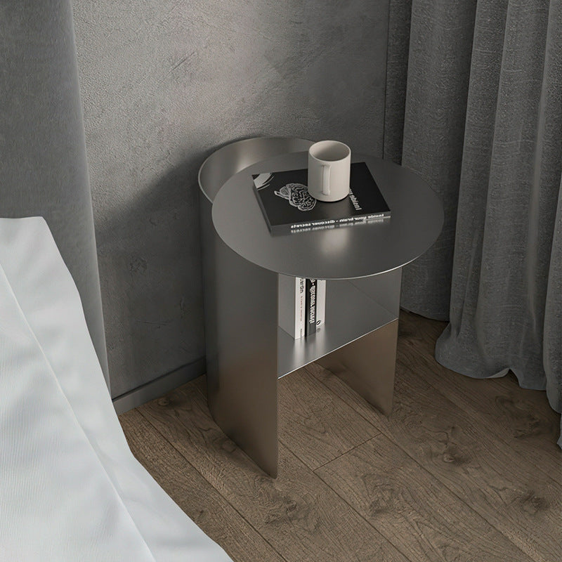 Minimalist Cylinder Stainless Steel End Table