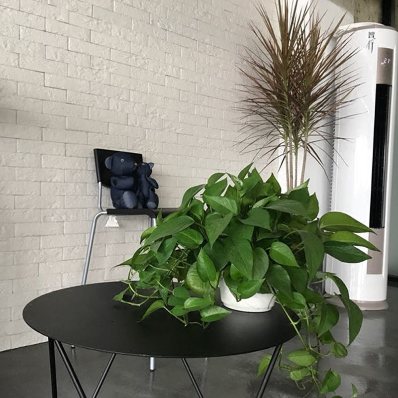 Minimalist Triangle-Leg Iron Coffee Table — White