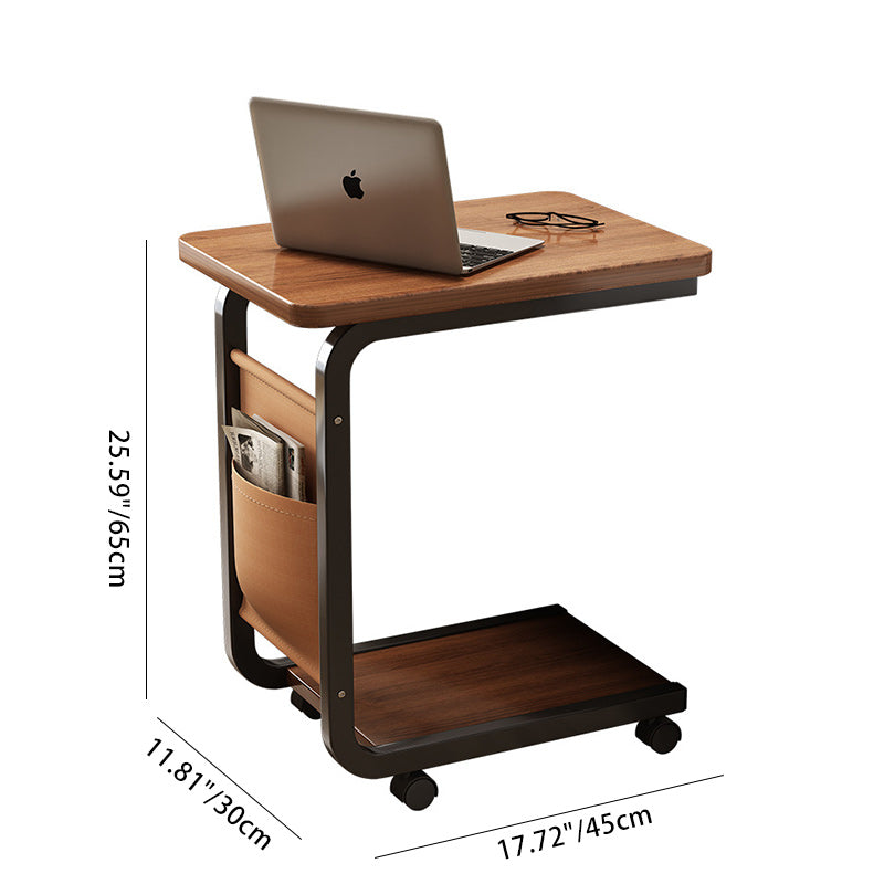 Minimalist Roller Metal Wood End Table