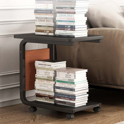 Minimalist Roller Metal Wood End Table