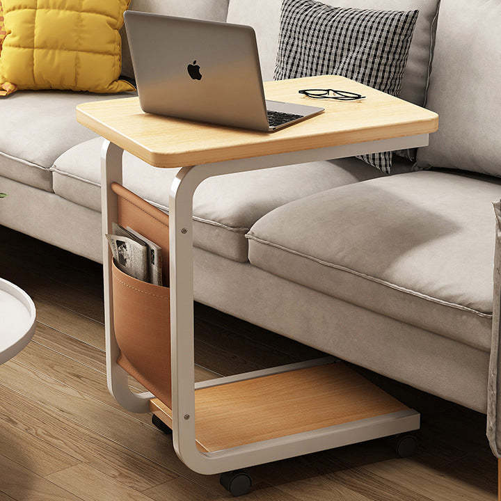 Minimalist end roller wood metal end & side tables, Lighom — Natural Wood