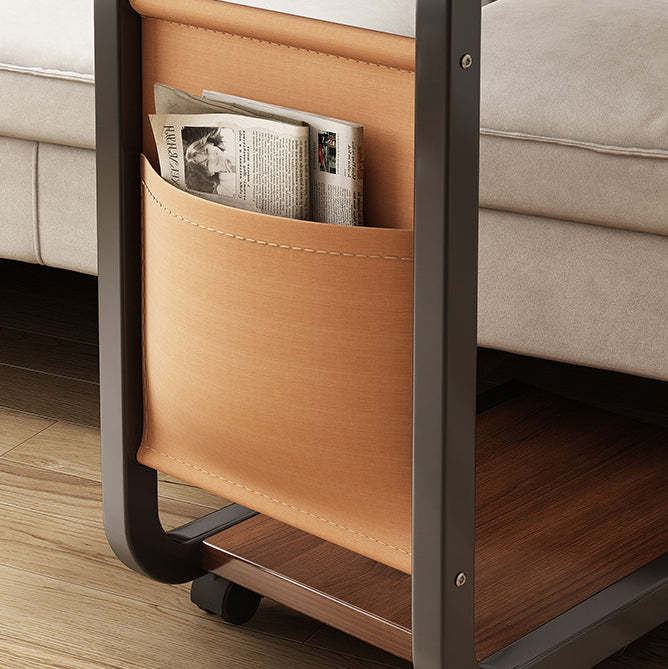 Minimalist Roller Metal Wood End Table