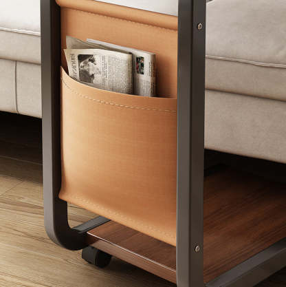 Minimalist Roller Metal Wood End Table