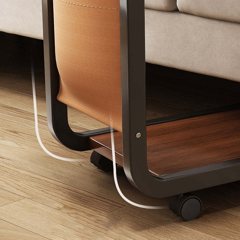 Minimalist Roller Metal Wood End Table