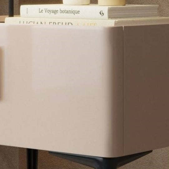 Scandinavian Cream Wood Rock Slab Nightstand — Dark Gray