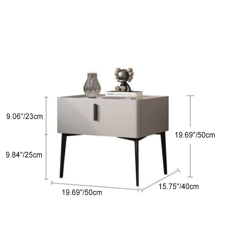 Scandinavian Cream Wood Rock Slab Nightstand — Orange