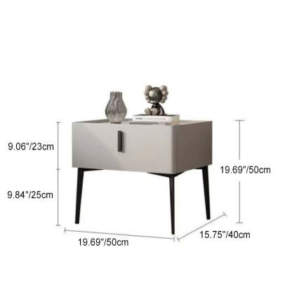 Scandinavian Cream Wood Rock Slab Nightstand — Orange