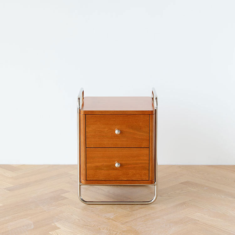 Traditional cherry square wood nightstands