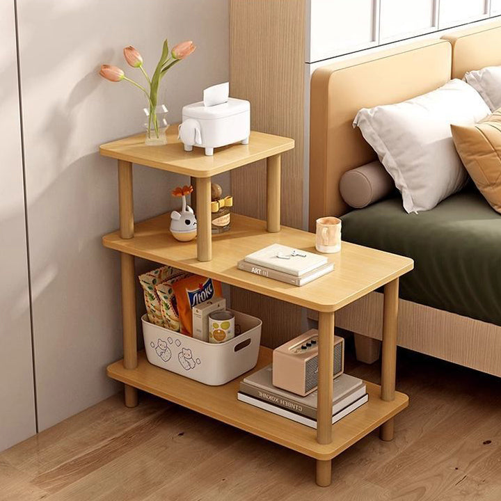 Minimalist Wooden 3-Tier Side Table — White