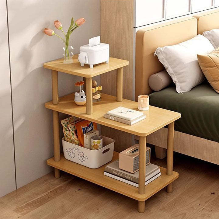 Minimalist Wooden 3-Tier Side Table — White