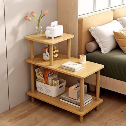 Minimalist Wooden 3-Tier Side Table — White