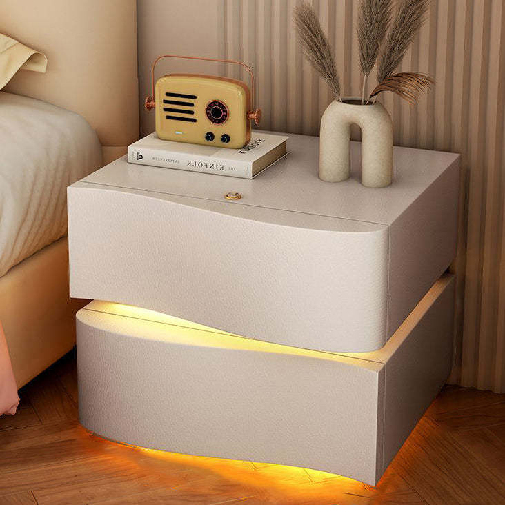 Minimalist Ambiance Light Wood Nightstand — 2 / Milky White