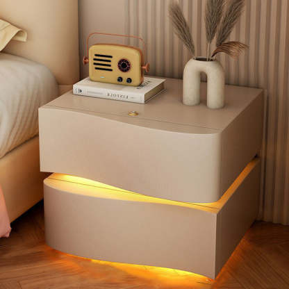 Minimalist Ambiance Light Wood Nightstand — 2 / Milky White