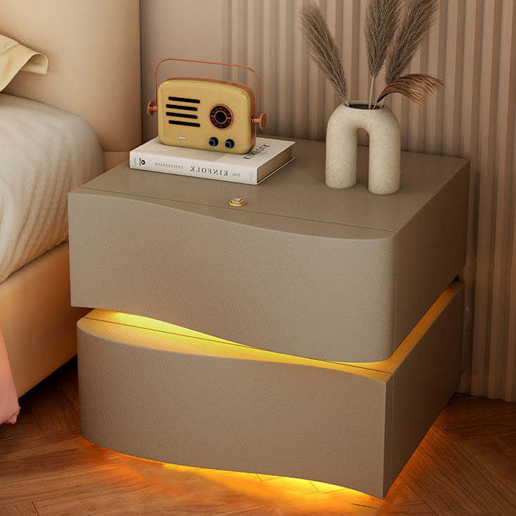 Minimalist Ambiance Light Wood Nightstand — 3 / Champagne