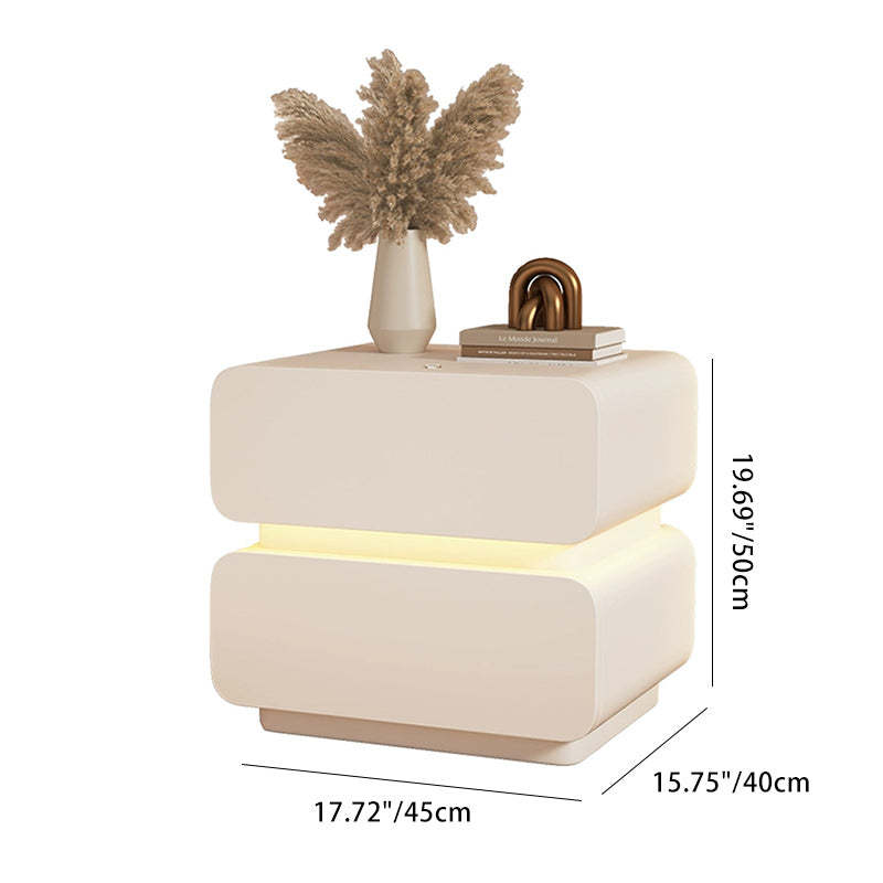 Scandinavian Cream Sensor Light Wood Nightstand — Khaki