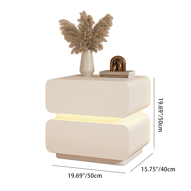 Scandinavian Cream Sensor Light Wood Nightstand — Light Gray