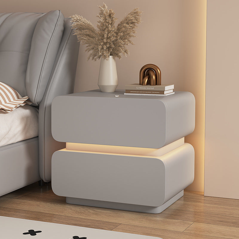 Scandinavian Cream Sensor Light Wood Nightstand — Dark Gray