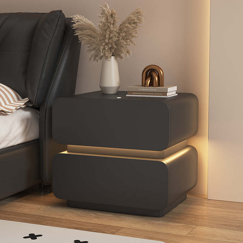 Scandinavian Cream Sensor Light Wood Nightstand — Light Gray