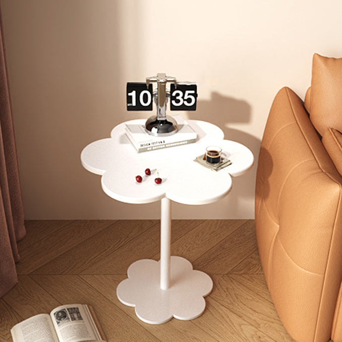 Minimalist end round cream end & side tables in iron metal