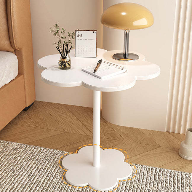 Cream Flower Round Iron End Table