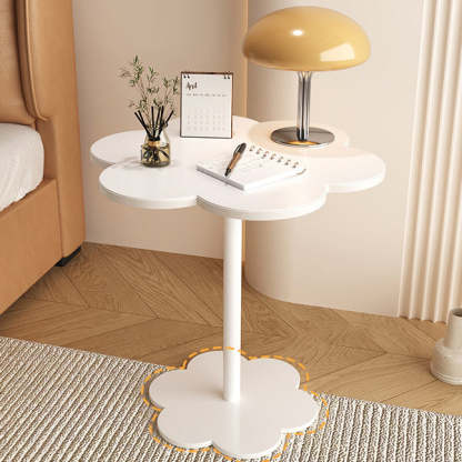 Cream Flower Round Iron End Table