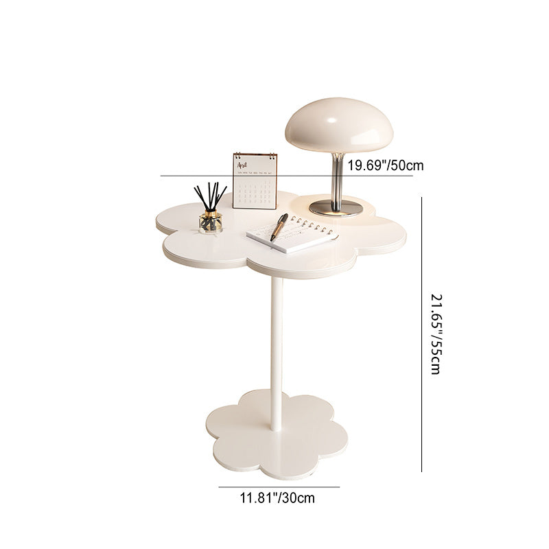Cream Flower Round Iron End Table