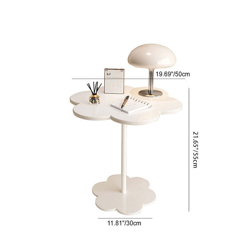Cream Flower Round Iron End Table