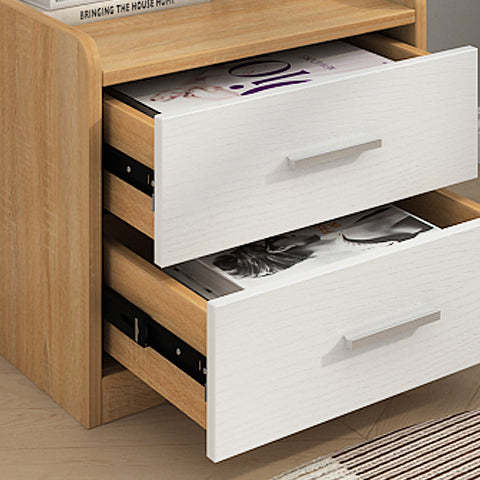 Minimalist Solid Wood 2-Drawer Nightstand
