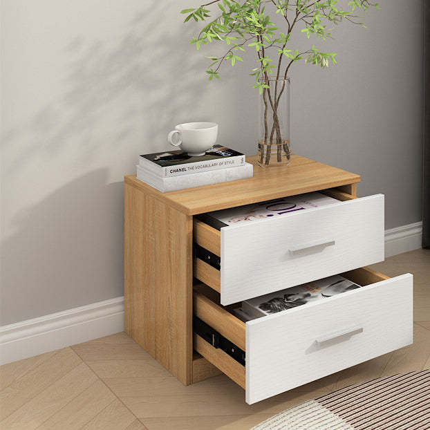 Minimalist Solid Wood 2-Drawer Nightstand