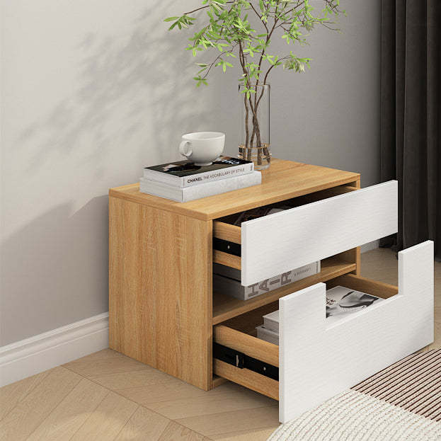 Minimalist Solid Wood 2-Drawer Nightstand
