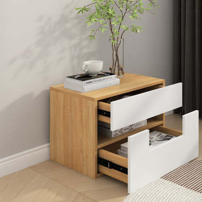 Minimalist Solid Wood 2-Drawer Nightstand