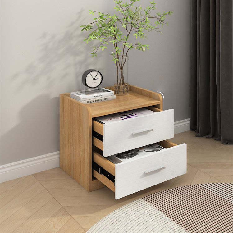 Minimalist Solid Wood 2-Drawer Nightstand