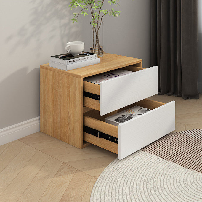 Minimalist Solid Wood 2-Drawer Nightstand