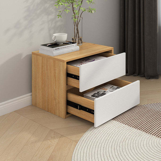 Minimalist Solid Wood 2-Drawer Nightstand