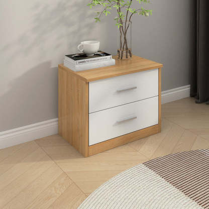 Minimalist Solid Wood 2-Drawer Nightstand — B