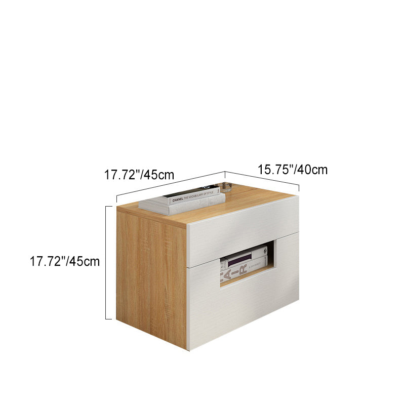 Minimalist Solid Wood 2-Drawer Nightstand — C