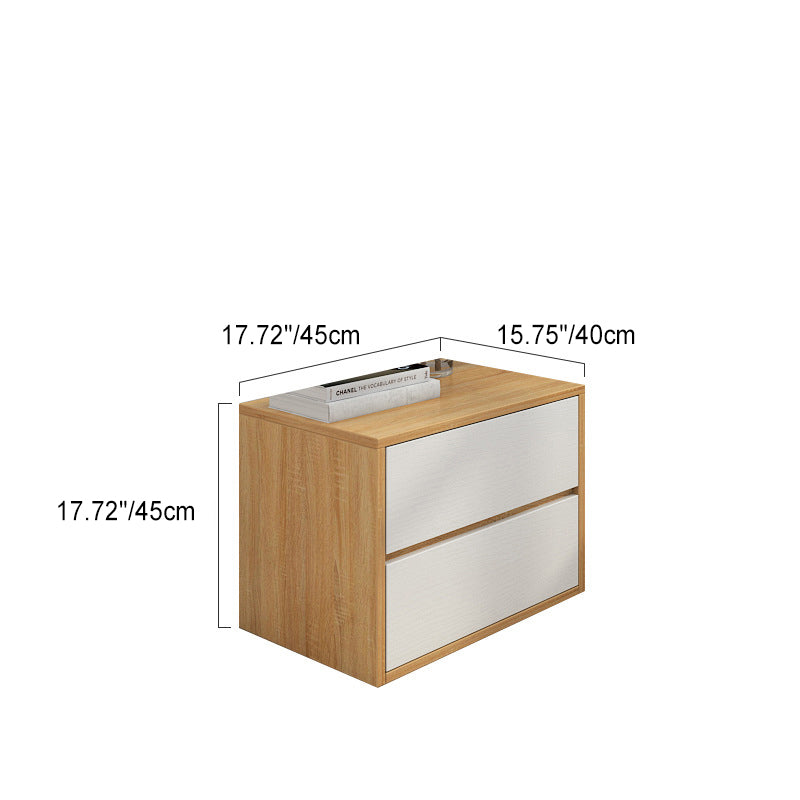 Minimalist Solid Wood 2-Drawer Nightstand — D