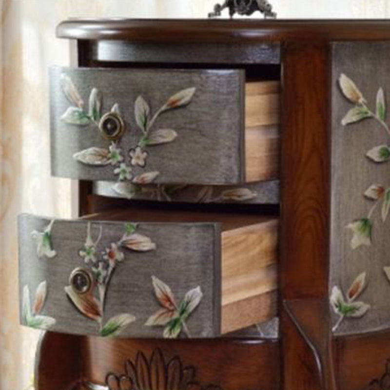 Vintage Cylindrical Wood Glass Side Table