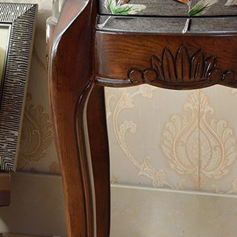 Vintage Cylindrical Wood Glass Side Table