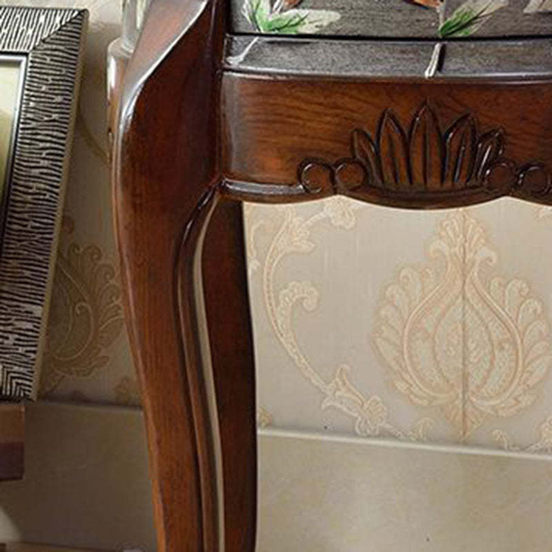 Vintage Cylindrical Wood Glass Side Table