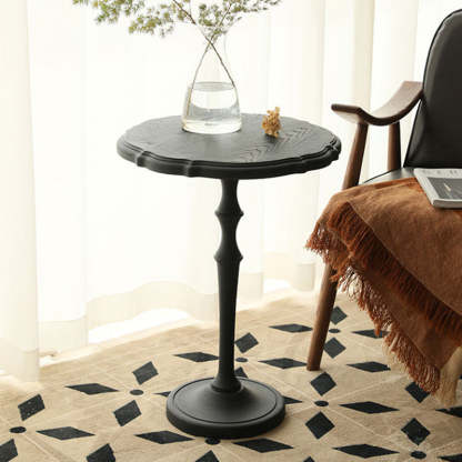 Vintage Round Lace Wood End Table