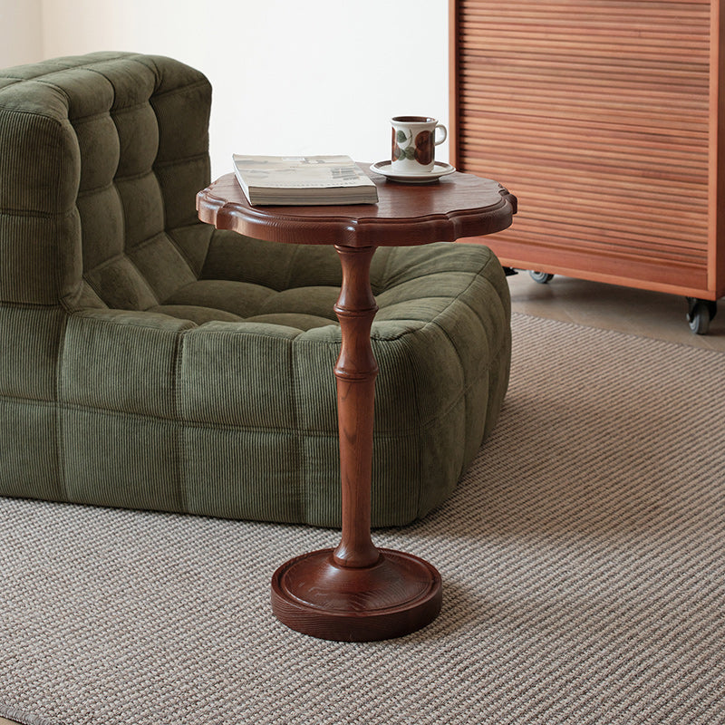 Vintage Round Lace Wood End Table